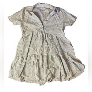 Japna Striped Tiered Mini Dress - Blue & Peach Boho Babydoll - L